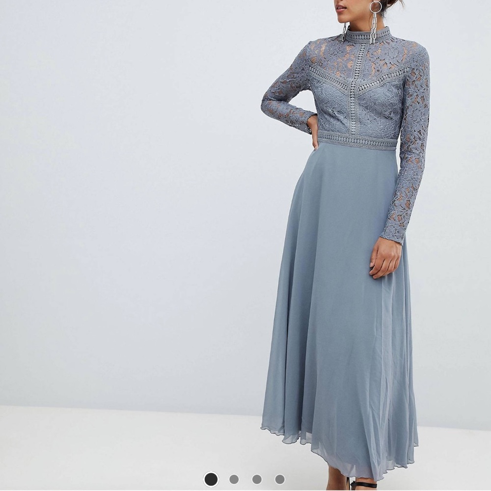 COPY - Little Mistress Tall Lace Top Full Midi Prom Dress (size 8)